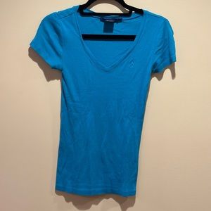 Bright blue Ralph Lauren v-neck t-shirt. Size small.